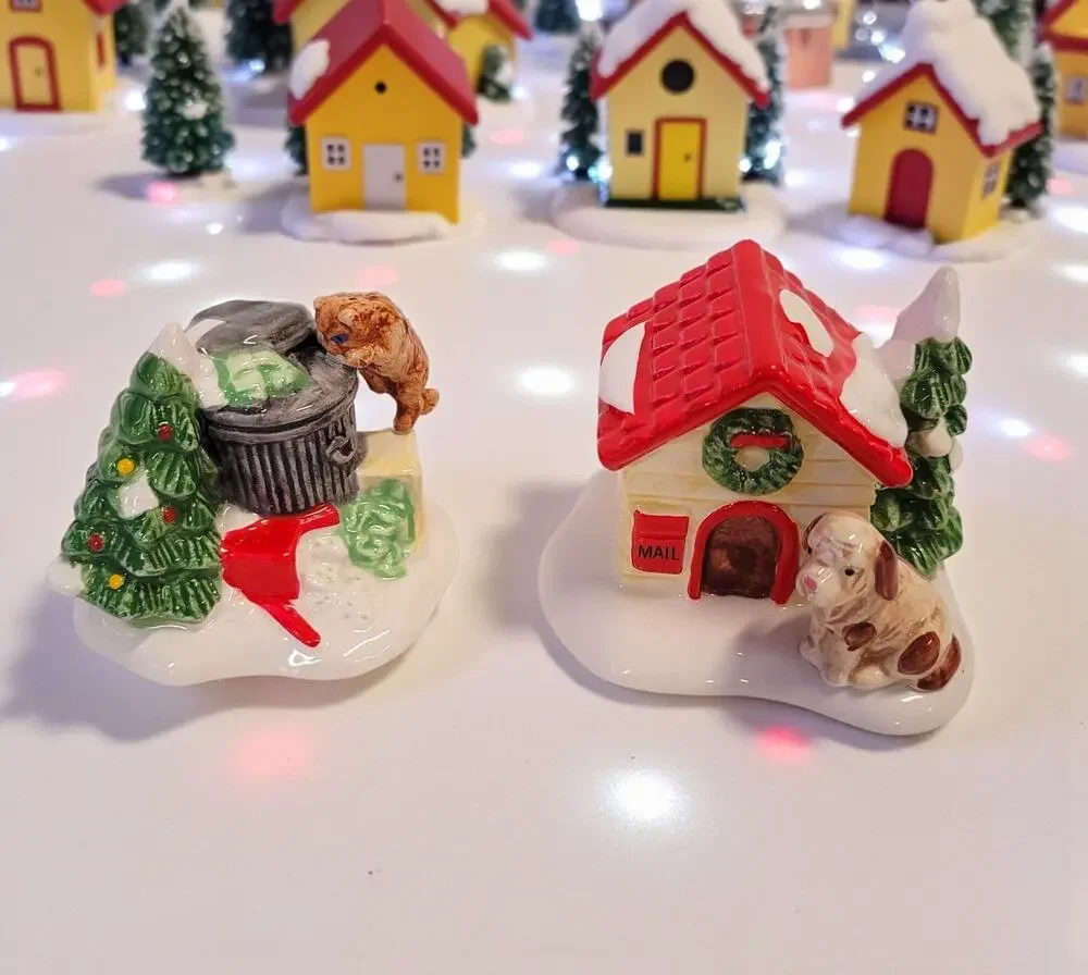 Dept 56 The Original Snow Village 2 Pc Set “Cat and Dog” #5131-4 Christmas